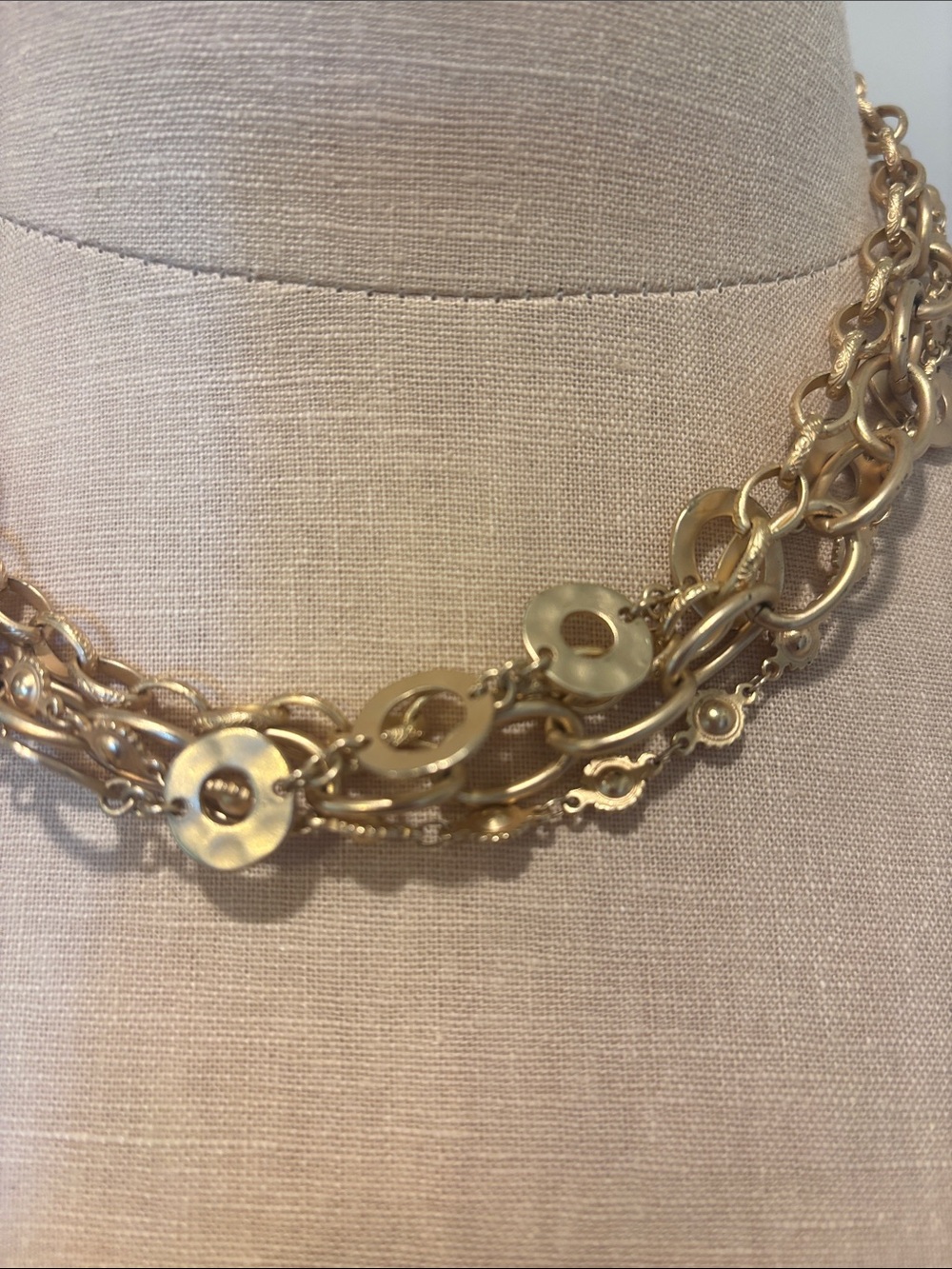 Multi-Layer Gold Disc Chain Necklace - Picture 2 of 5